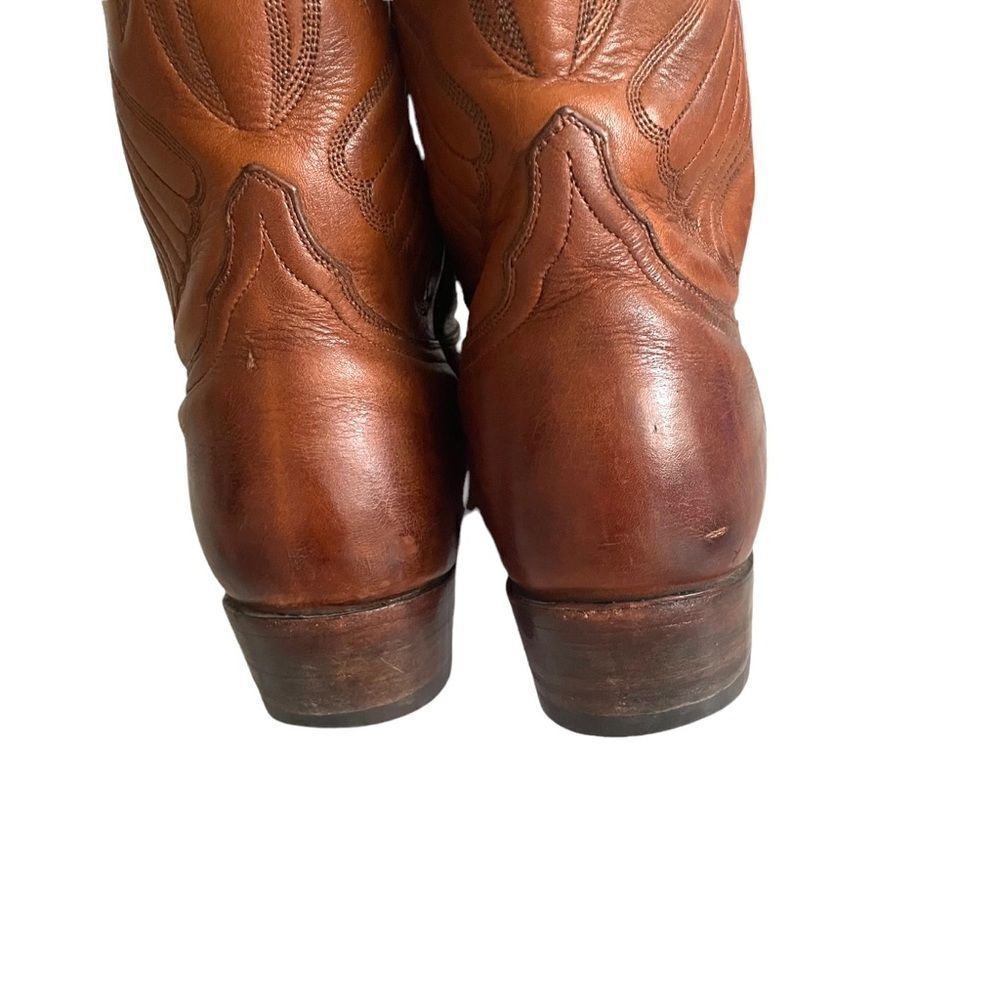 TOM HOUSTON Vintage Brown Leather Western Cowboy Boots 7 - Picture 9 of 13